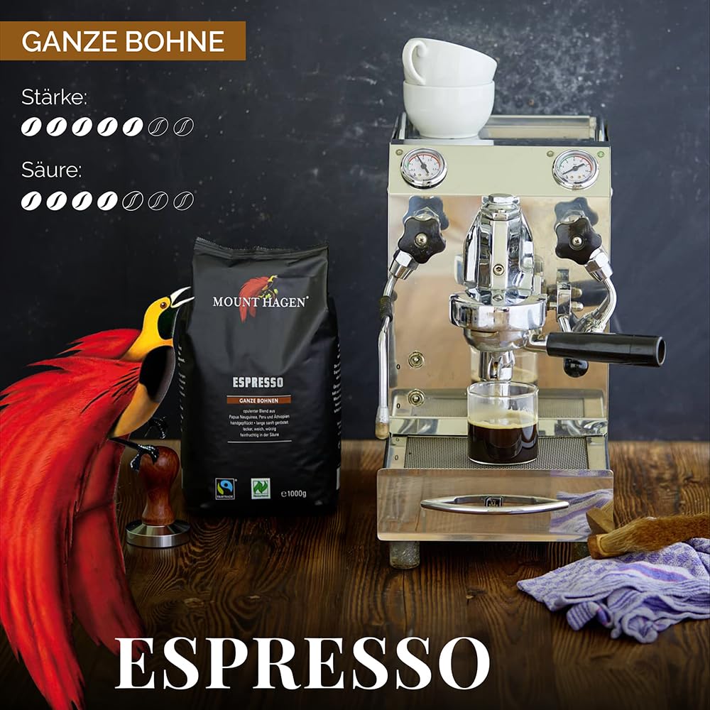 Mount Hagen, Dark roast, Bio FT Naturland Espresso, 1 kg de frijol entero