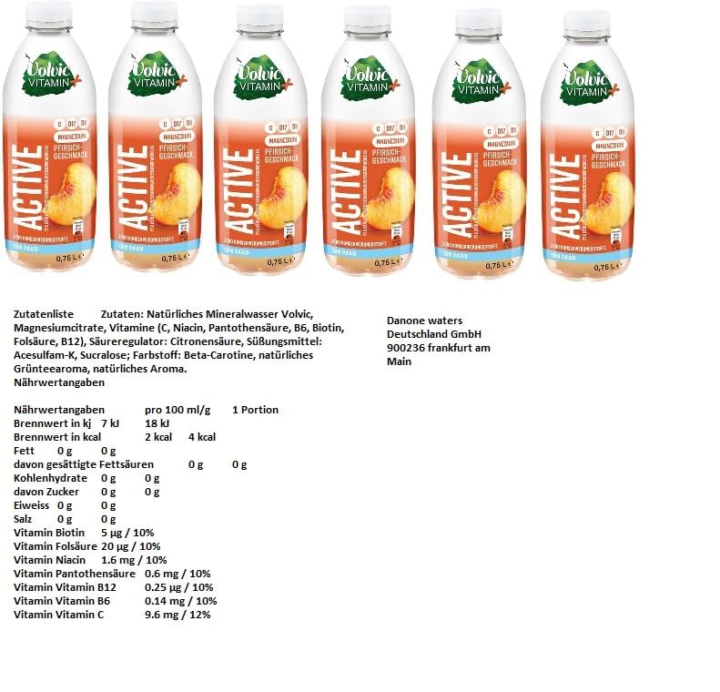 18 Flaschen Volvic Vitamin + 6 x Active Peach / 6 x Awake Zitrone, 6 x Recharge Himbber (18 x 750ml) inc. EINWEG Pfand PET Flasche + Space Keks a 45g von Onlineshop Bormann