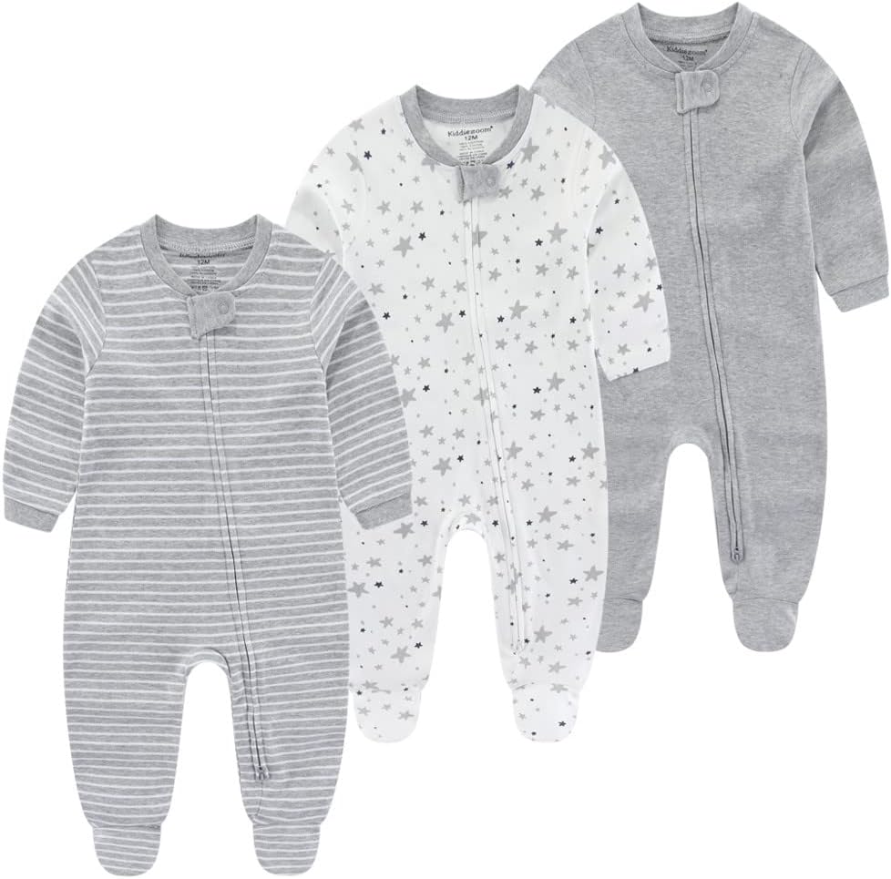 Kiddiezoom Baby Cotton Footed One-Piece Romper Multiple color combinations Jumpsuit Set For Newborn baby Pajamas