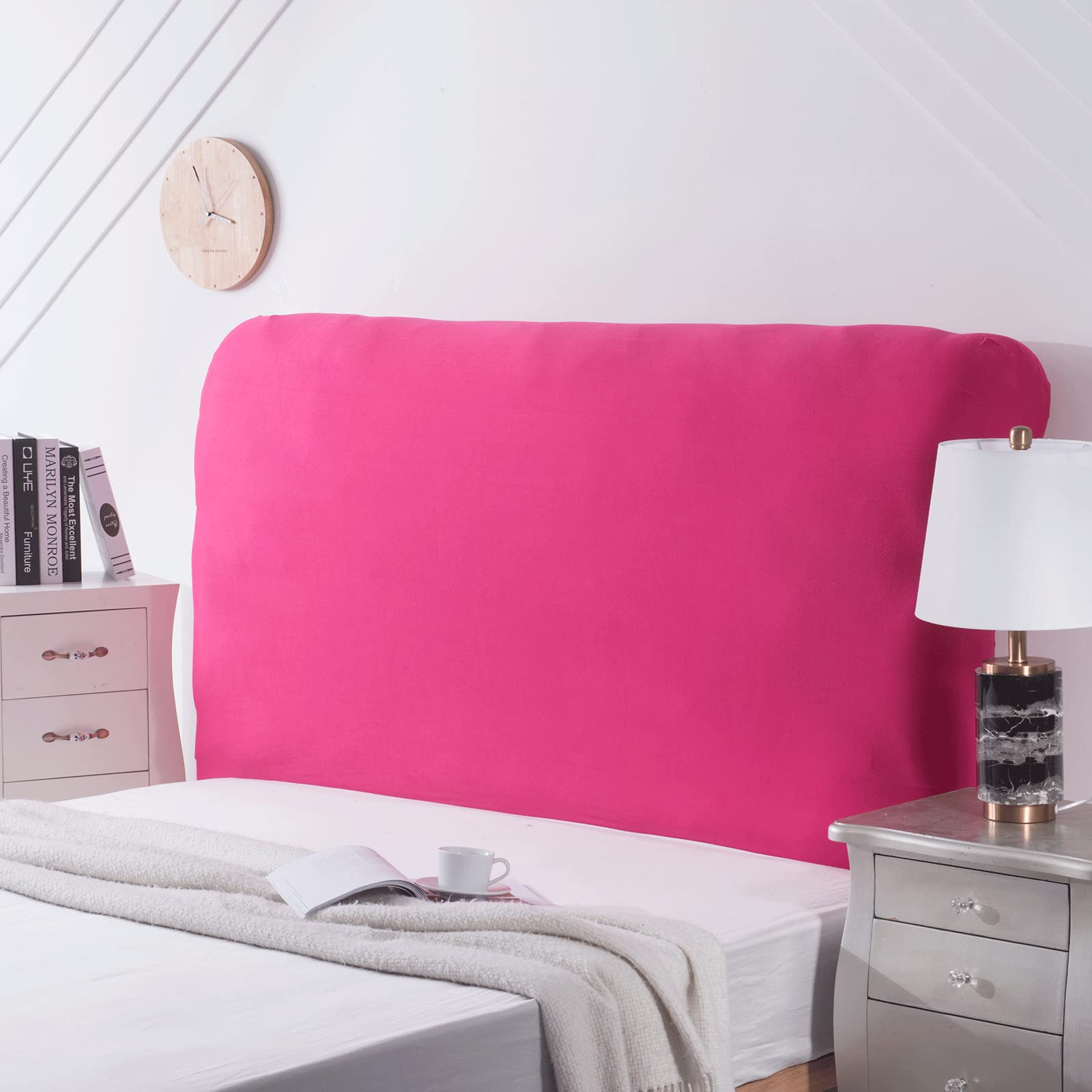 Stretch Universal Bed Head Cover/Bed Headboard Slipcover for Upholstered/Leather/Wood Headboards, All inclusive King Size Double Single Queen Head Board Covers Protector Decoration(90-110cm,Pink2)