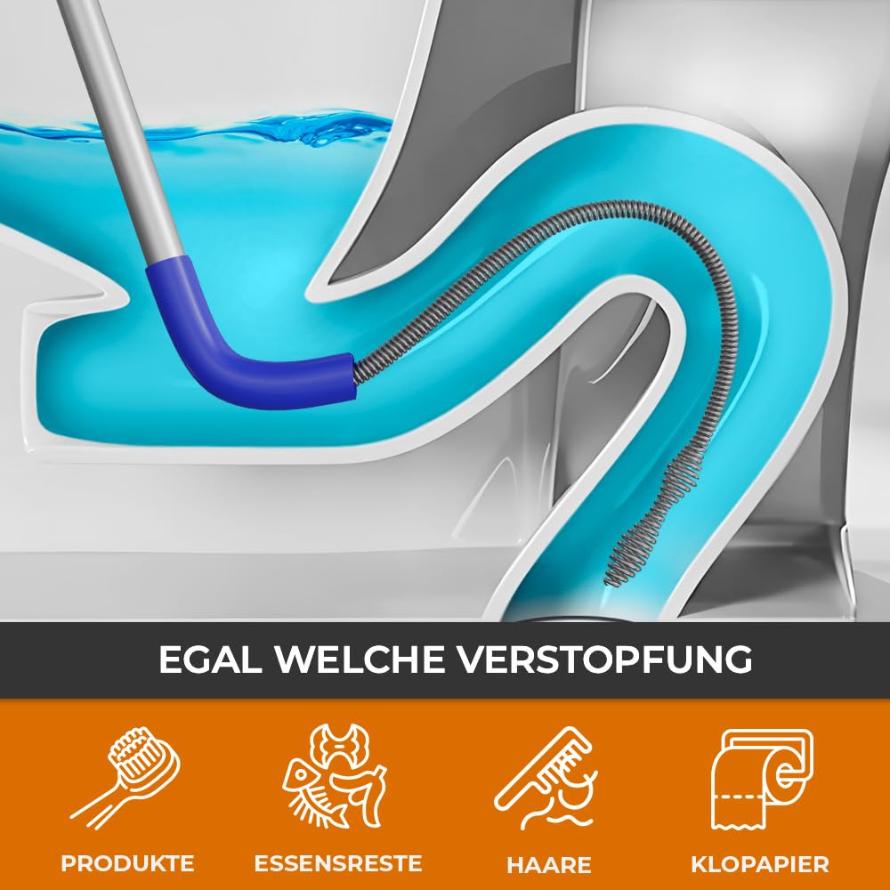 Meisterfaktur Rohrreinigungsspirale für Toiletten [1,8m] - Toiletten