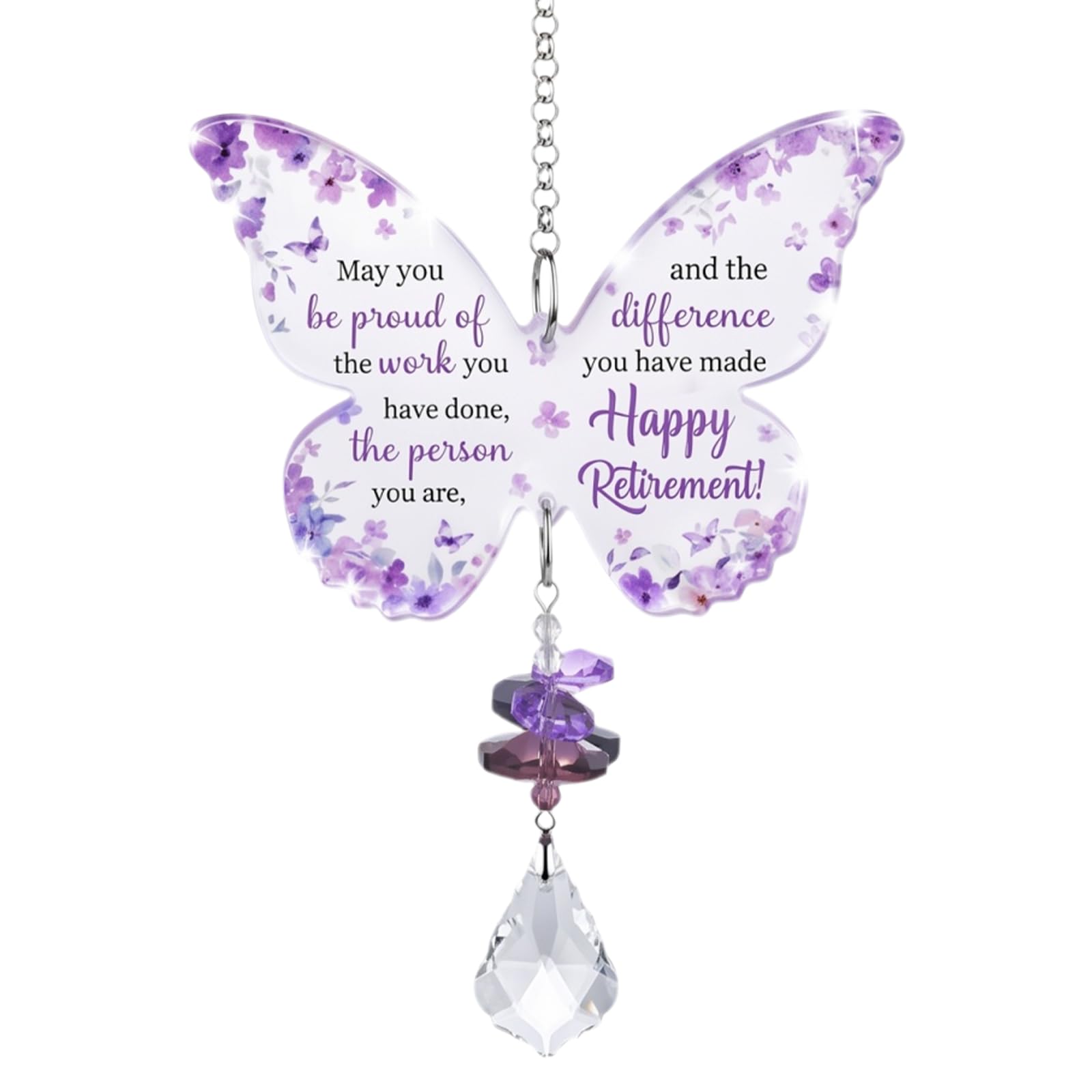 Zirax Women's Color Retirement Gifts For Butterfly Crystal Suncatcher Leaving Gifts For Colleagues Happy Retirement Decorations Gift For Coworkers, Teacher, Mum, Grandma, Sister, Wife
