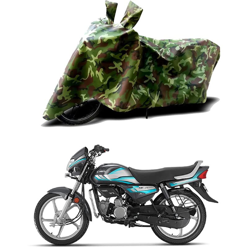 Image of 100% Water Resistant Bike Scooty Two Wheeler Body Cover Compatible for Hero HF Deluxe BS6 /UV-Rays /Heat Protection /Birds Dropping /Scratchproof /Dust Proof /Waterproof /All Varient[Green MJ]