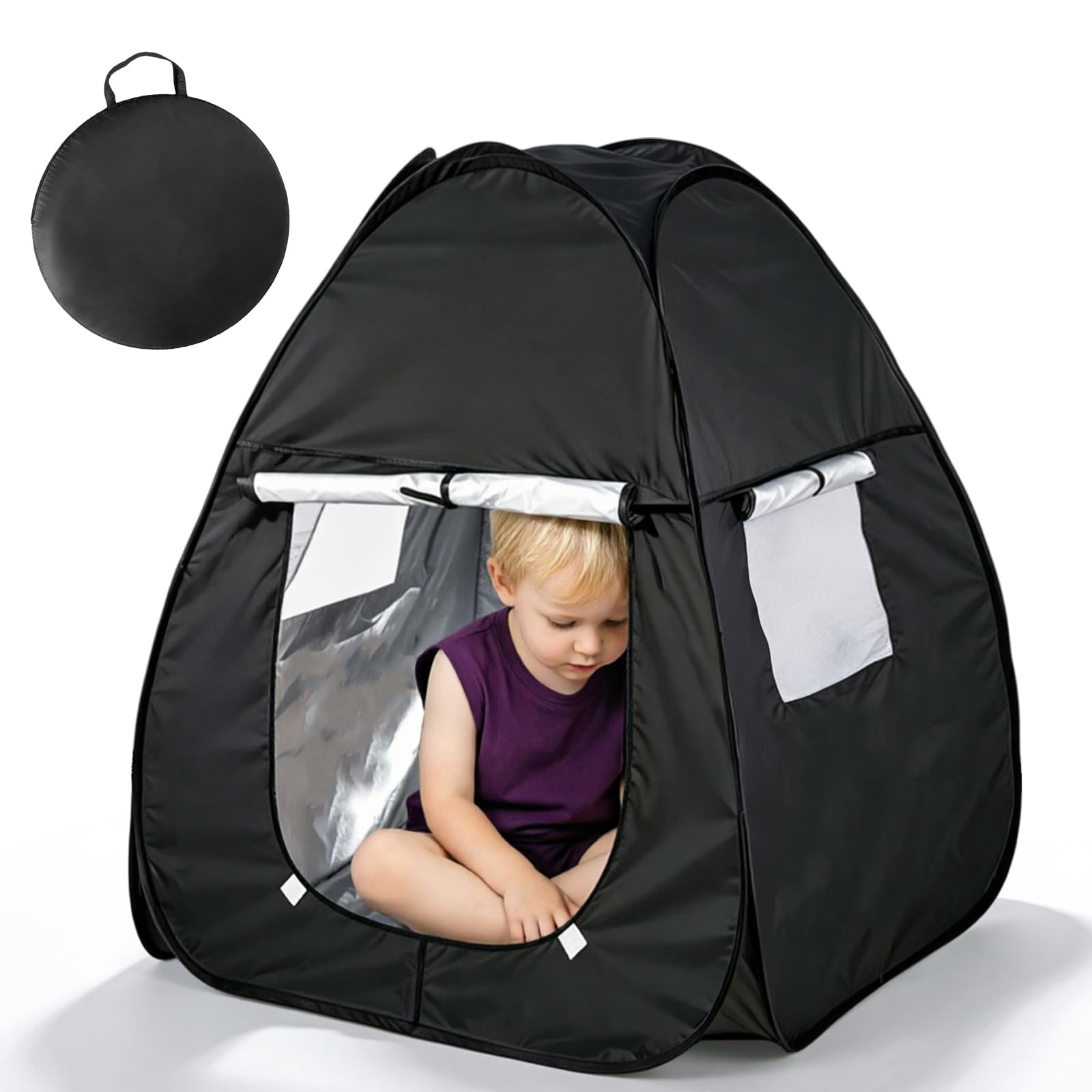 Sensorisches Zelt, Pop-Up Höhle, 84x84x96 cm Blackout Pop Up Spielzelt Mit Reise Tragetasche, Tragbares Sensorisches Verdunkelungszelt Für Autismus, SPD, Ängsten, Konzentrationsmangel