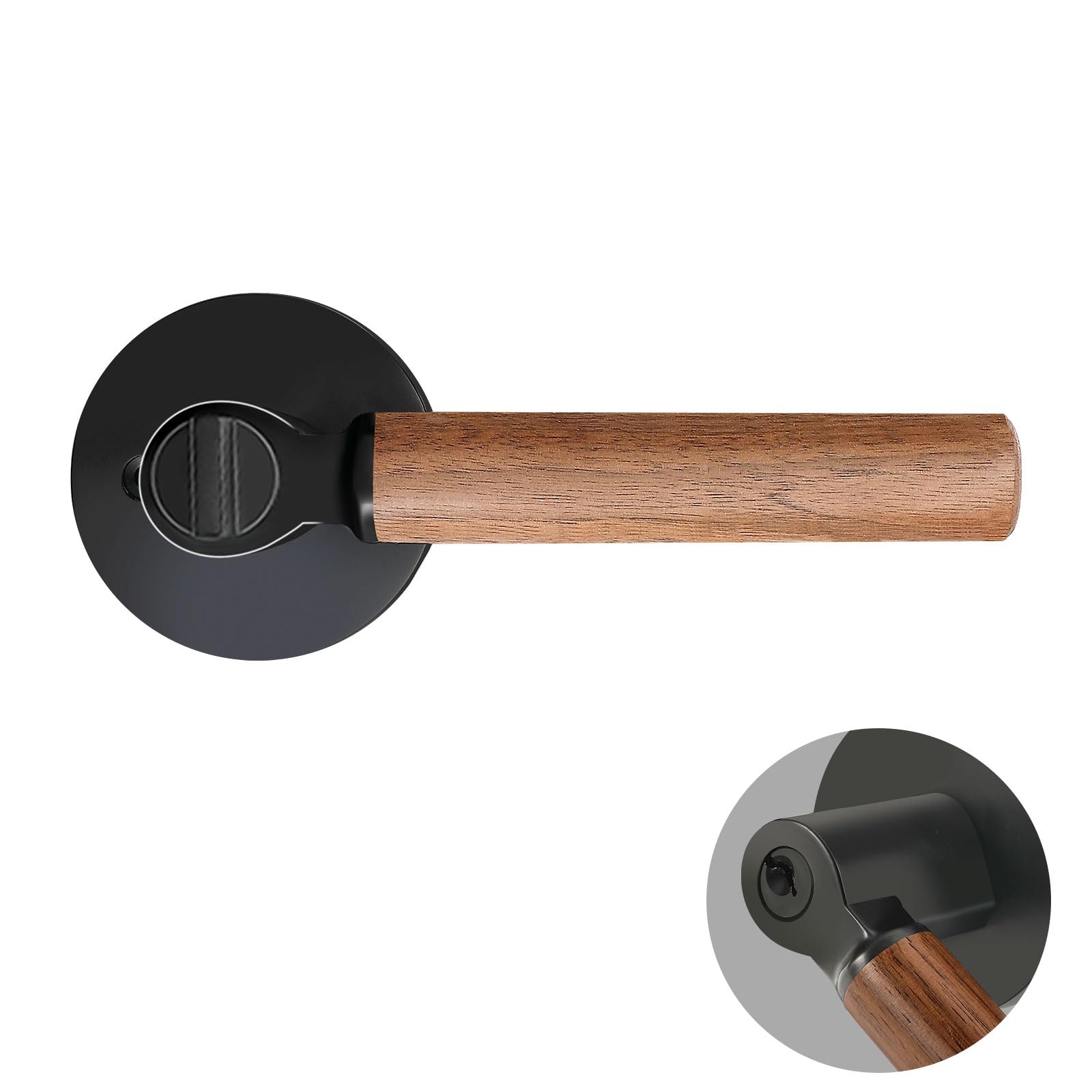 Evionlin 2 Pack Black 3 Key Zinc Alloy Wooden Door handlesleft or Right Hand Door Handles, Used for Bedroom or Bathroom Door Locks