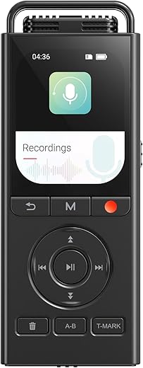 MECHEN 144 GB Grabadora de Voz Digital, Grabadora Activada por Voz con 10.000 h de Tiempo de Grabación, Audio HD de 3072 Kbps, Reducción de Ruido, Puede Conectarse a un Micrófono Externo (V06)