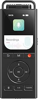 MECHEN Gravador de voz digital de 144 GB, gravador ativado por voz com 10.000 h de tempo de gravação, áudio HD de 3072 Kbps, redução de ruído, pode conectar-se a um microfone externo (V06)