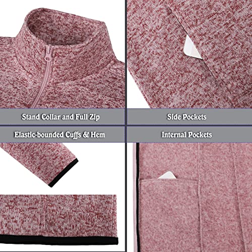 Image of Dolcevida Women's Long Sleeve Sweater Fleece Zip Up Speckled Jacket with Pockets