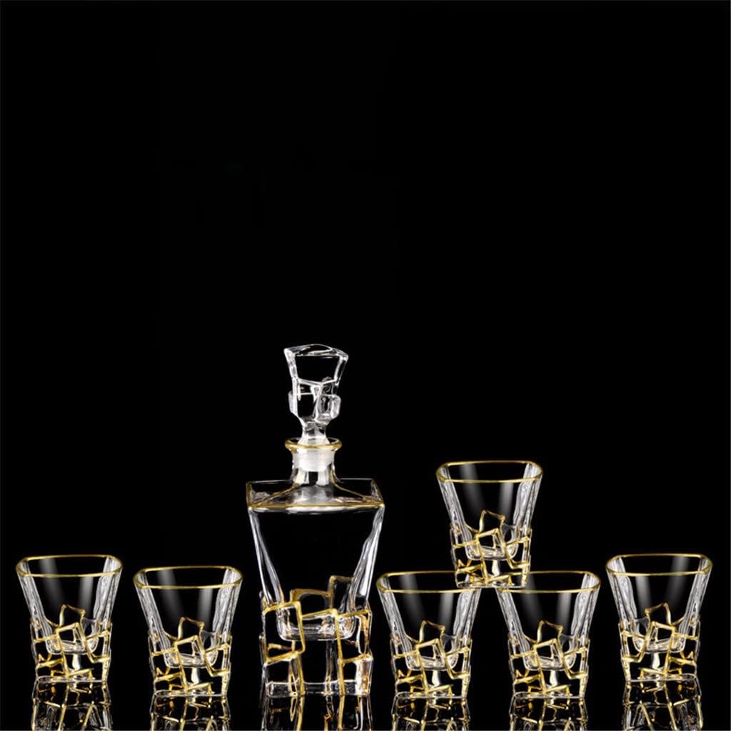 Luxurys Gold-painted Whisky Bottle Set Creative Crystal Glass Beer Glass(E)