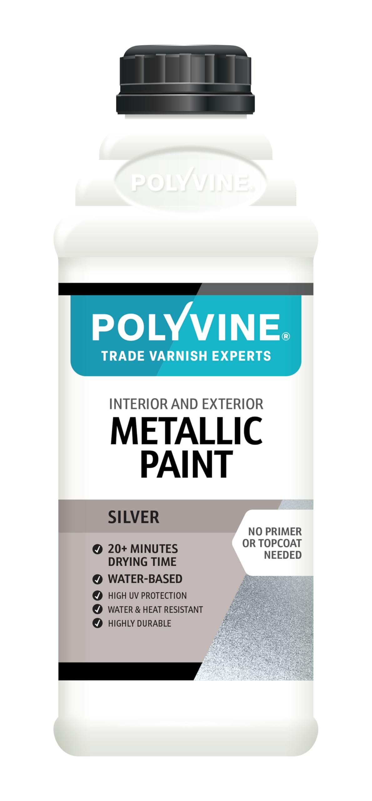 Polyvine Metallic Paint – Acrylic Metallic Heat Resistant Paint No Primer or Topcoat Needed - Water & UV Resistant Decorative Paint for Ceramics, Furniture, Ornaments, Interior Walls, Metalwork & More — image 1