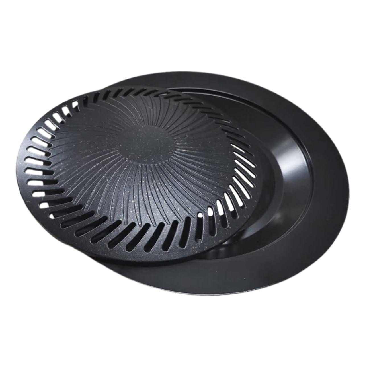 ifundom Bbq Grill Pan Round Aluminum Cooking Tray for Outdoor Barbecue Camping Grilling Non Slip Slot Design Compact Versatile Grilling for Delicious Food Enjoyment