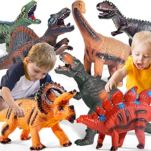 Bennol 7 Pieces Jumbo Dinosaur Toys for Kids Boys, Soft T-Rex Triceratops Dinosaur Toys for Kids 3-5 5-7, Dinosaur Toys Party Favors Gifts for Kids Boys Girls Dinosaur Lovers 3 4 5 6 7 8-12 Year olds