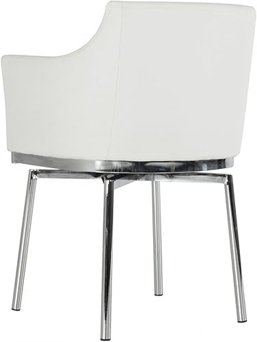 Miniatura 3 de Limari Home Negis Collection - Silla de comedor giratoria tapizada clásica de piel sintética con brazos y marco cromado, color blanco