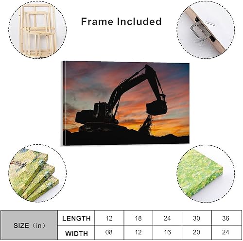Miniatura 2 de Póster de excavadora de construcción con equipo pesado, impresiones en lienzo para decoración de pared, decoración de habitación, decoración de