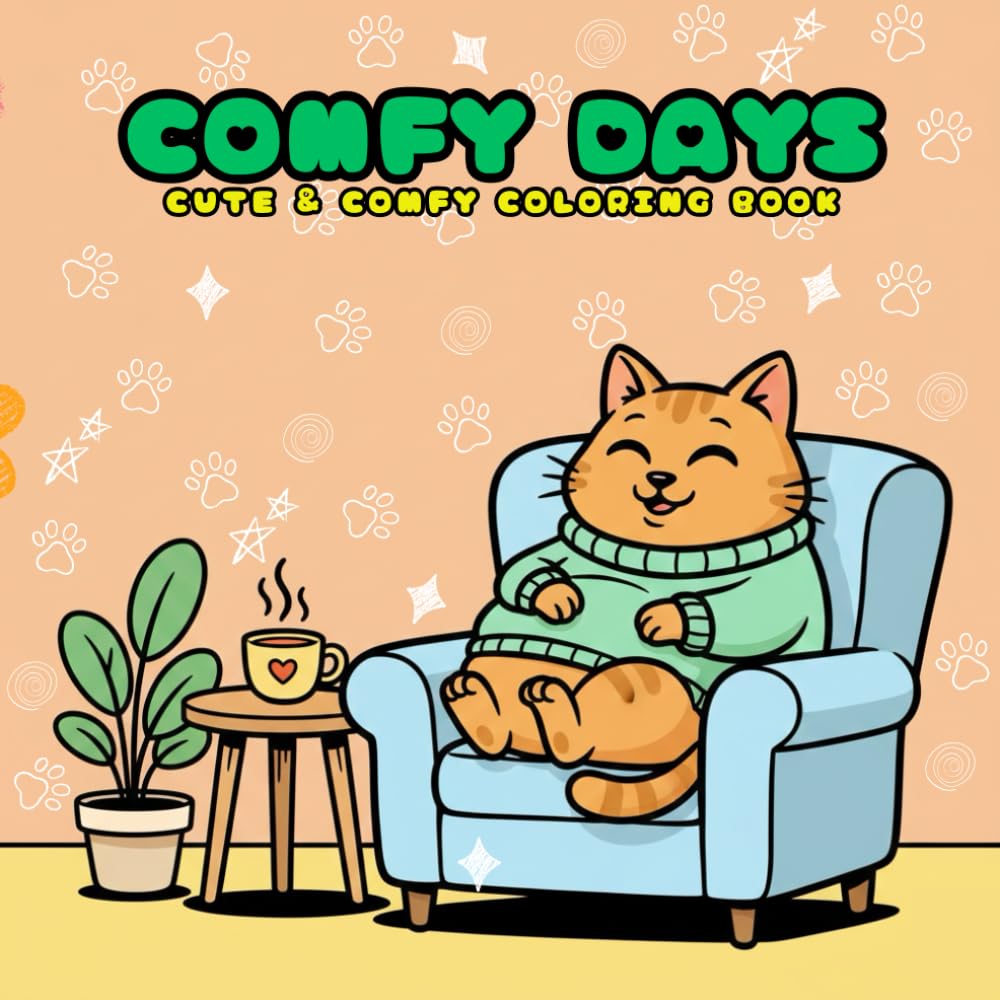 Comfy Coloring Book: Cute and Cozy Animal Coloring Pages for Relaxation and Stress Relief