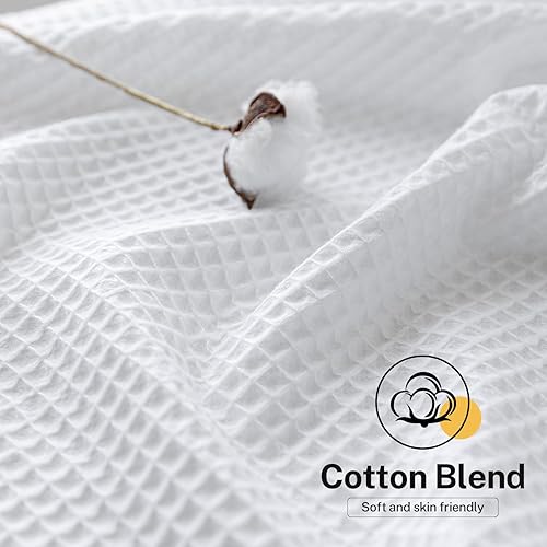 Miniatura 5 de River Dream Cortina de ducha de tejido gofre con forro a presión, cortina de ducha de tela de mezcla de algodón para baño, cortina de ducha con