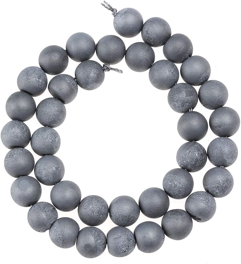 8MM 10MM 12MM Natural Gorgeous Matte Fancy Druzy Agate Round Loose Beads Gemstone for Jewelry Making by Ruilong (Silver, 8MM) - Image 4