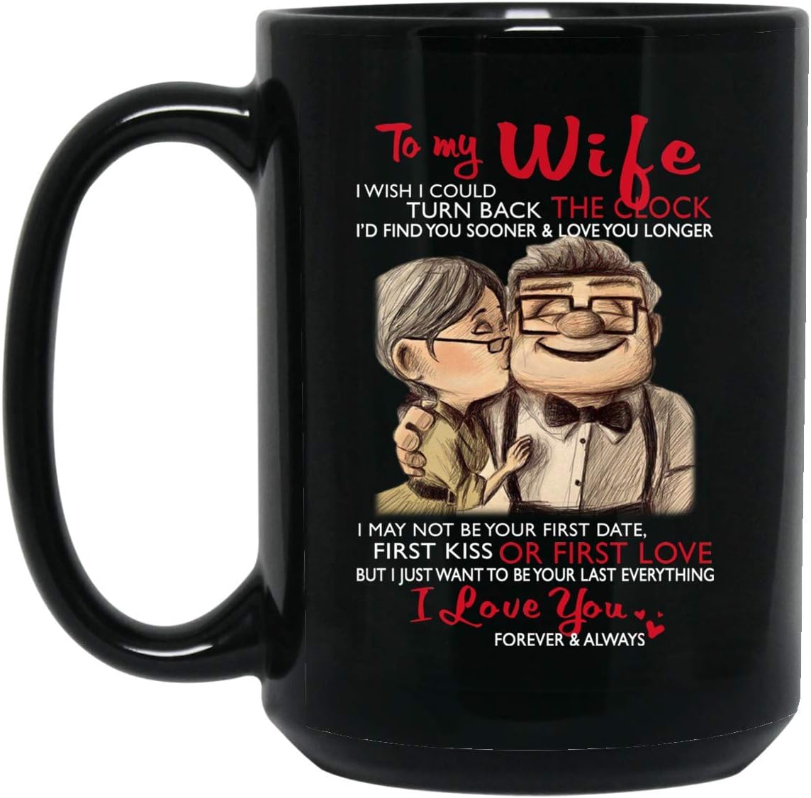 Up To My Wife Carl Ellie I WISH I COULD TURN BACK THE CLOCK Coffee Mug Cup - Meaningful Gift Carl And Ellie Gift ideas For Your Wife On Birthday, Xmas, Valentine Day