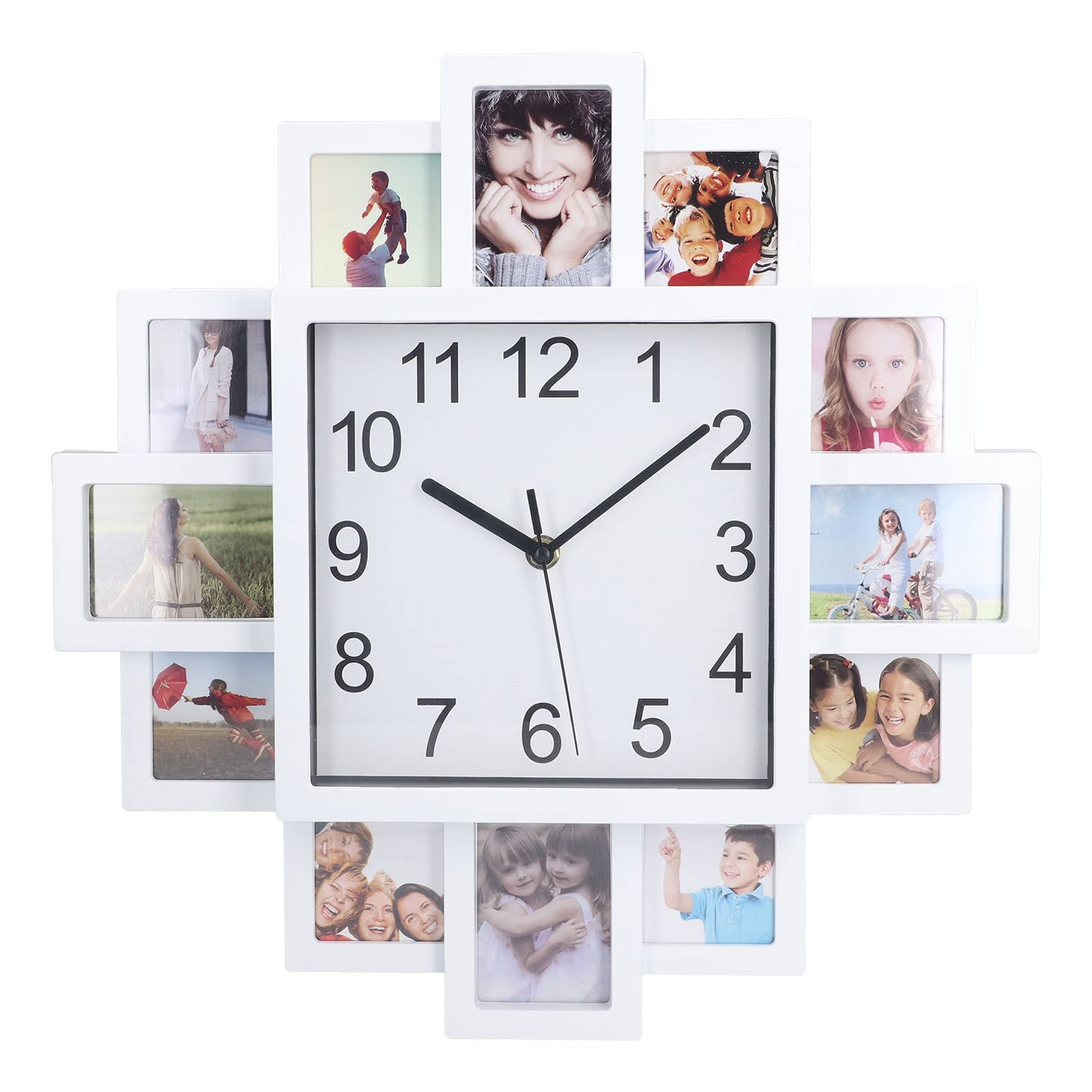 Hztyyier Orologio da Parete con Foto Personalizzata da 15,35 Pollici con Cornice Fai-da-te con Display Multi-immagine per la Decorazione Domestica, Soggiorno, Camera da Letto, Ufficio