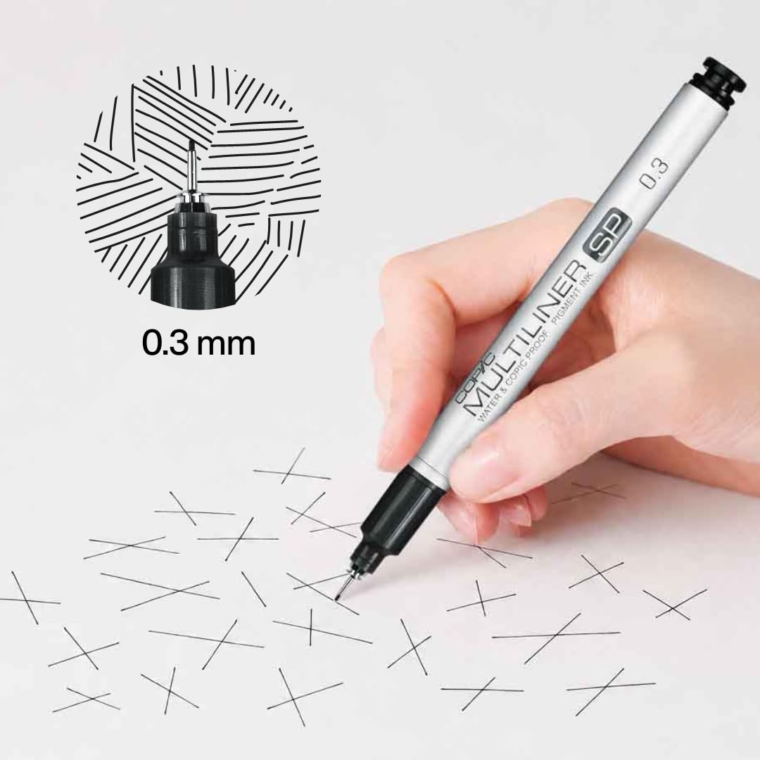 Copic Multiliner SP czarny 0,3 mm, fineliner wykonany z aluminium, z czarnym, wodoodpornym tuszem pigmentowym, do szkiców, rysunków i ilustracji