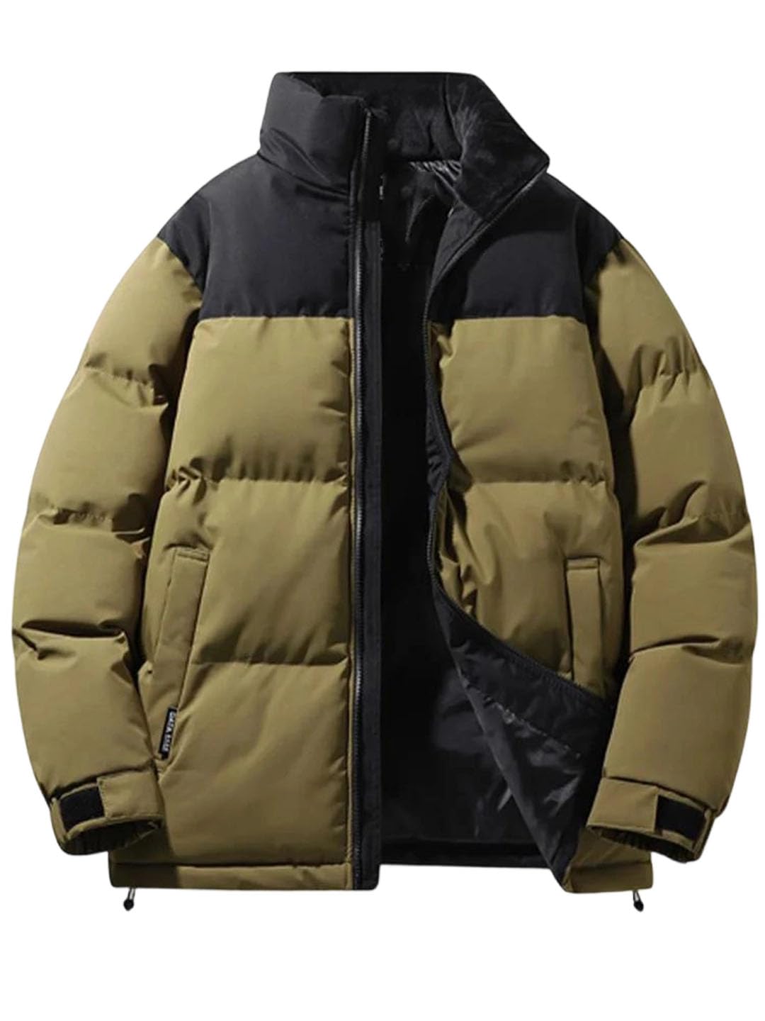 Doudoune homme color block style rétro veste hiver poignets ajustables