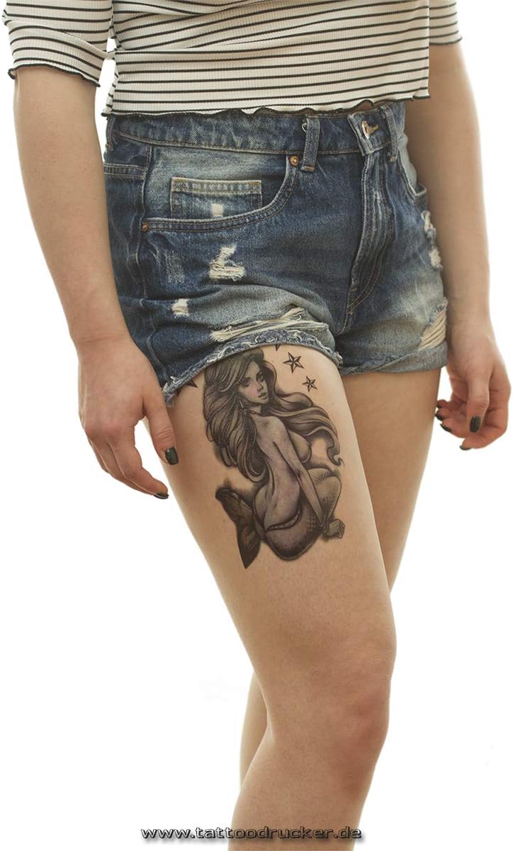 1 x Mermaid Tattoo - Stars Naked Mermaid - Body Temporary Tattoo - LC321 (1)