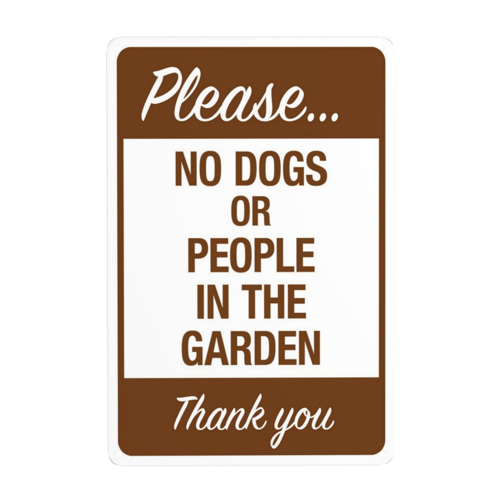 No Dogs Or People In Garden Area Vintage Metal Courtesy Warning Sign 12x8 Inch