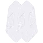 SWEET DOLPHIN Muslin Baby Bath Towels Blanket - 2 Pack 100% Cotton Towel for Babies, Infants, Toddlers - 40x40Inch - Highly Absorbent, White