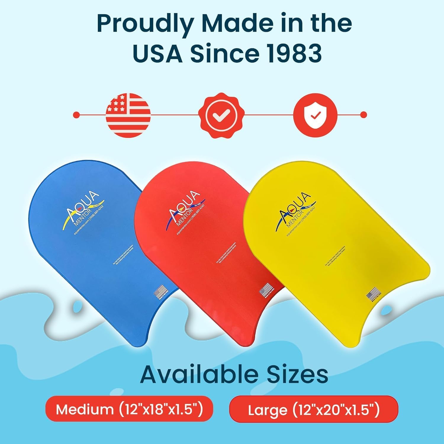 Adult Competition Swim Kickboard - Made in The USA - Adult Kickboard for Pool Exercise, Swim Drills, Practice, Aquatherapy, Great for Swimmers at All Levels from Elite to Beginner