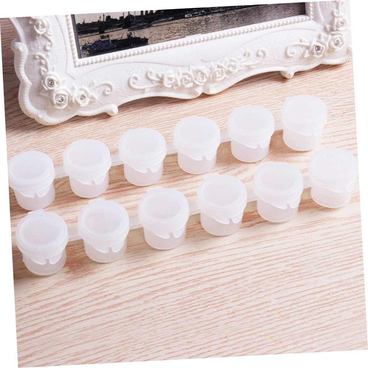 Boîte à Peinture à 6 Grilles 5ml, Plastique Blanc, 50 Pièces