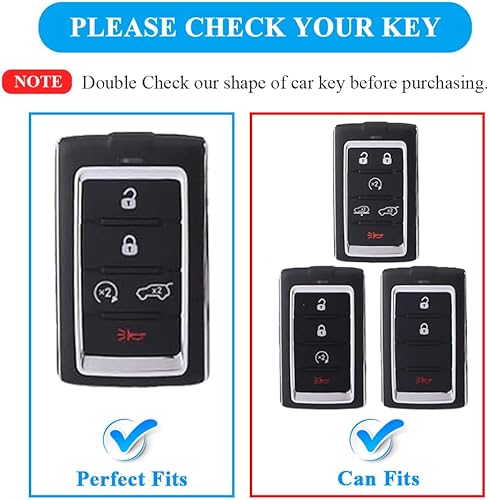 Miniatura 2 de Funda para llavero de Jeep con llavero, protección de 5 botones, apta para Jeep  Grand Cherokee  Wagoneer  Grand Cherokee L  2021 2022 2023  Ordenar