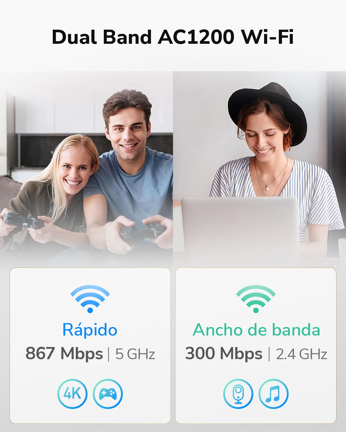 Cudy LT500E 4G LTE Cat 4 Módem Router Rápido con Ranura para Tarjeta SIM, WiFi AC1200, OpenVPN, Wireguard, IPsec, Cliente VPN, Antenas Interno, Mesh
