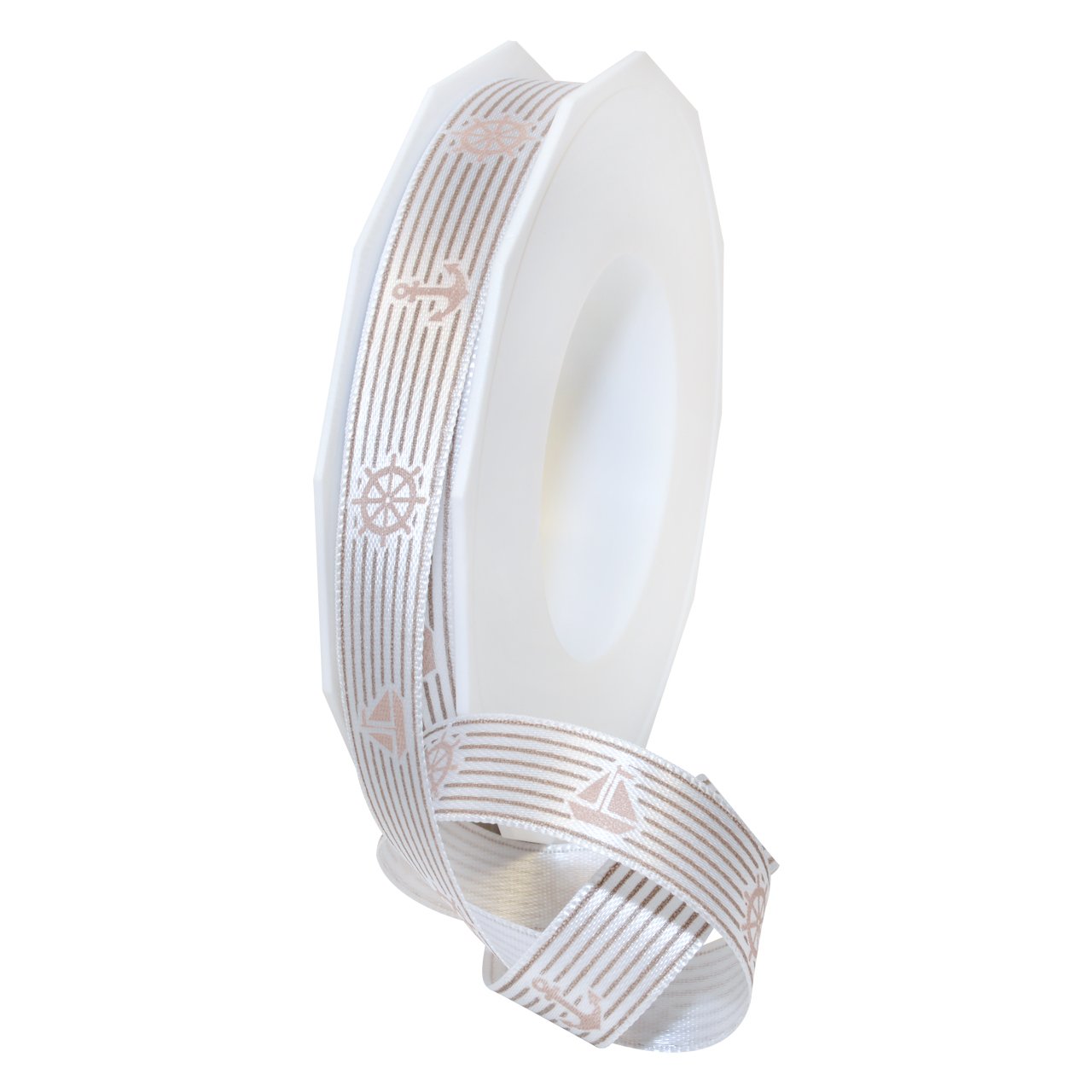 Ruban polyester maritime Morex Ribbon bobine taupe 15mm fournitures scrapbooking et loisirs créatifs