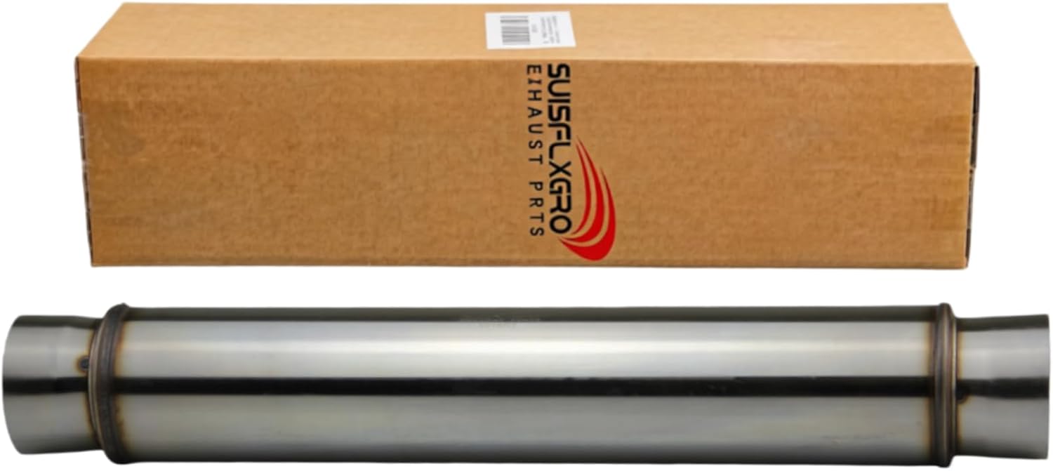 Exhaust Resonator, Straight Gasflow Design, Quiet and Deep Sound Muffler, Made of 100% Stainless (2.25X 18/22 )