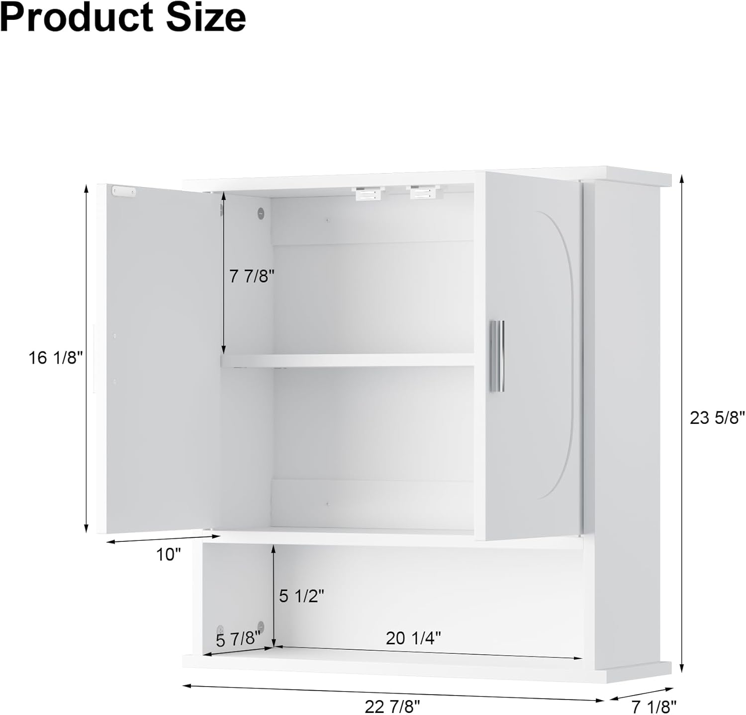 Medicine Cabinet for Bathroom,2 Doors White Bathroom Wall Cabinet with Oval,Over Toilet Storage Cabinet for Laundry Room/Kitchen/Living Room,Surface Mount Medicine Cabinets 23x24