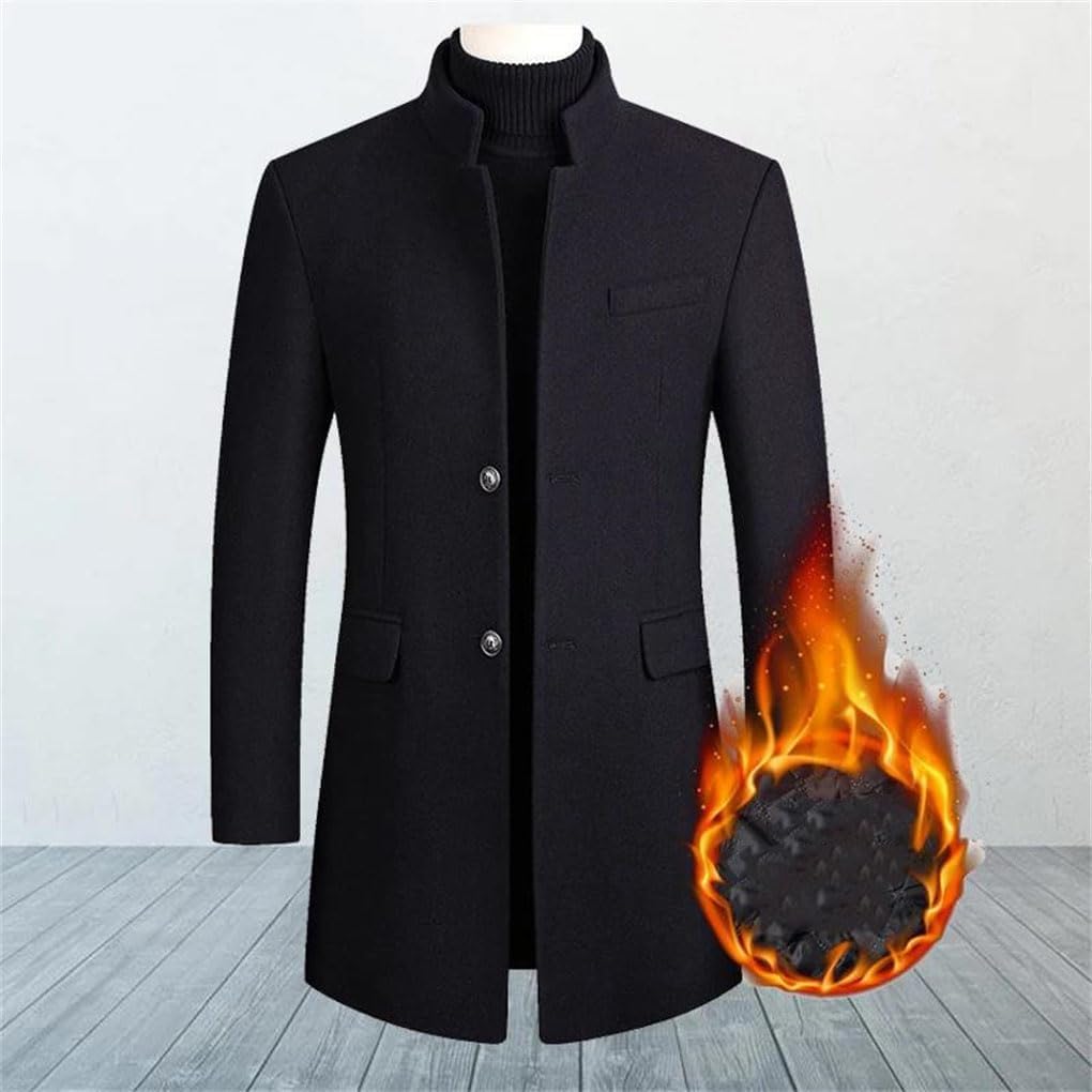 Winter Jackets Men's Wool Blends Coats Solid Streetwear Business Thicken Woolen Overcoat Men Clothing