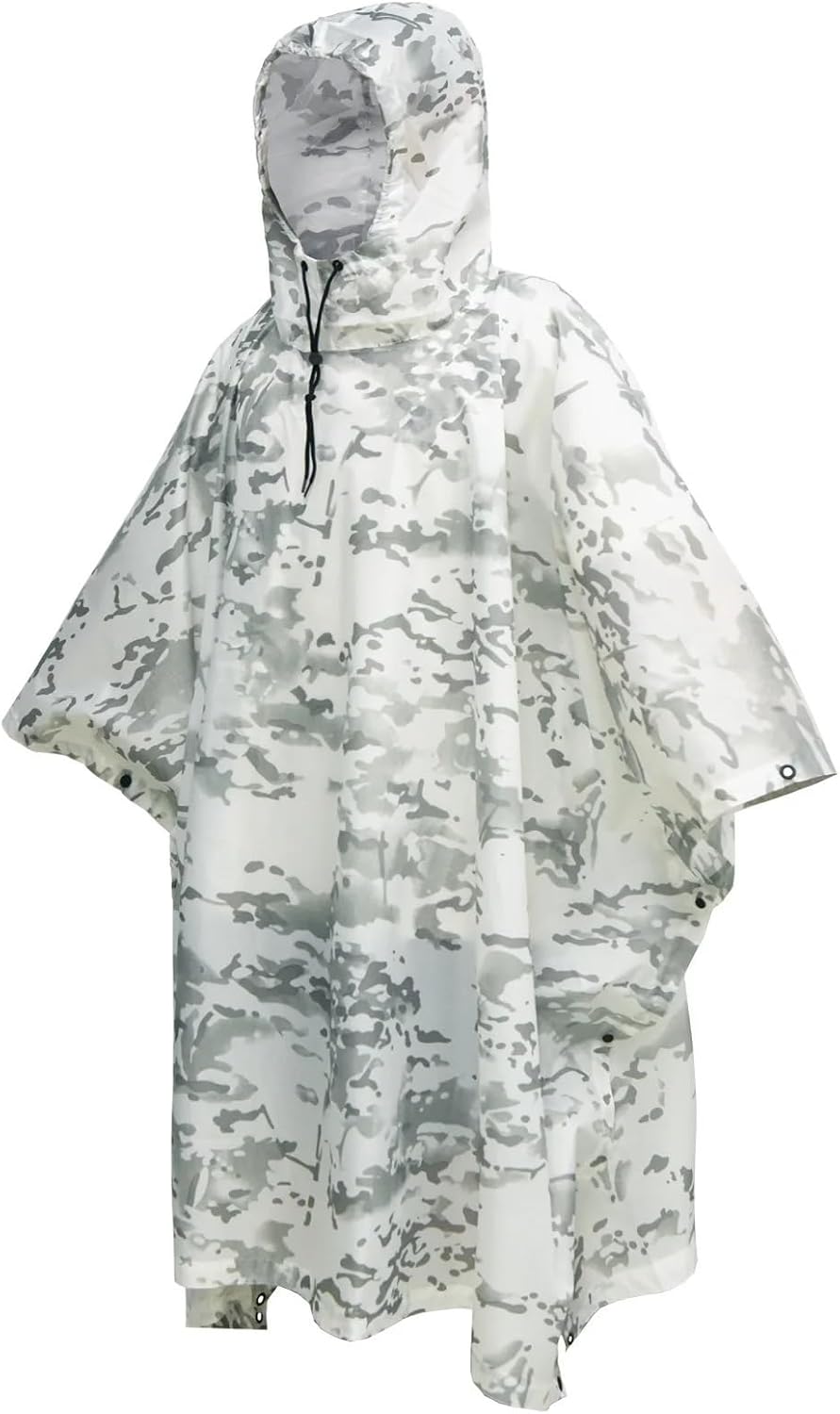 Rain Poncho Waterproof Outdoor Hooded Breathable Rainwear Camo Poncho Tactical Raincoat Camping Hiking Hunting