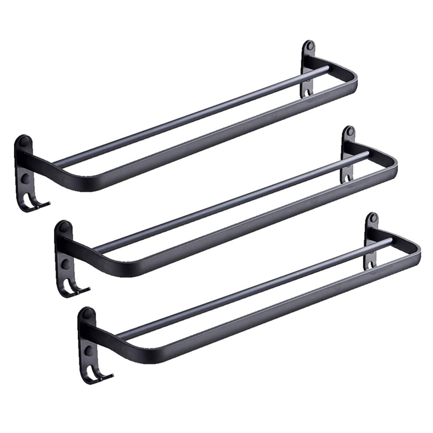 Porte-serviettes double tige 60cm en aluminium antirouille pour un séchage rapide en salle de bain