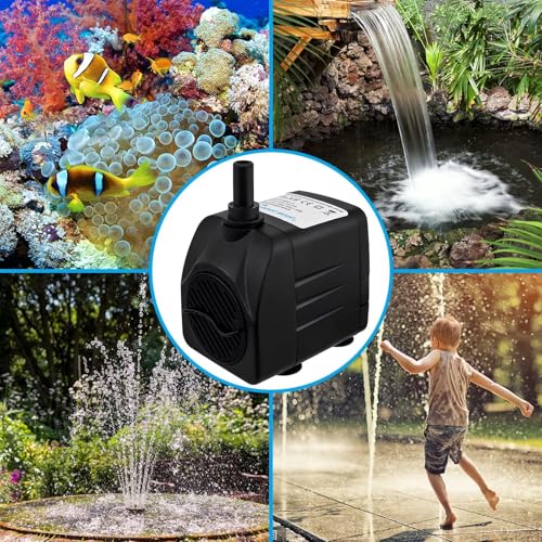 Awroutdoor Wasserpumpe Tauchpumpe, Ultraleise Teichpumpen,800L/H Aquariumpump für Teich Brunnen Aquarium Garten,Submersible Pumpe 2 Düse 8mm-13 mm, mit 4 starken Saugnäpfen(16W)