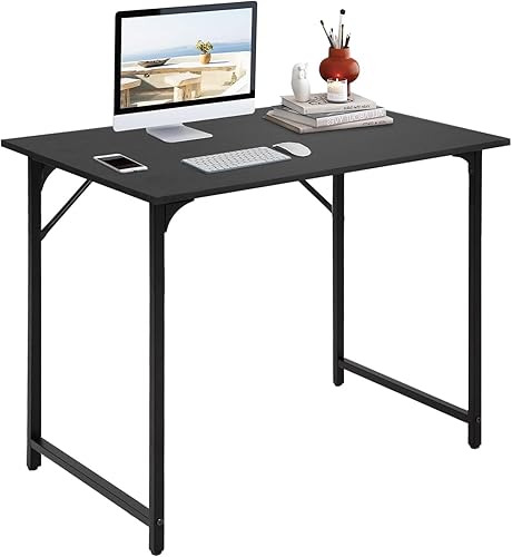 Miniatura 10 de BestOffice Escritorio para computadora, escritorio de oficina en casa, estilo moderno y simple para oficina en casa, estudio y escritura (negro, 39