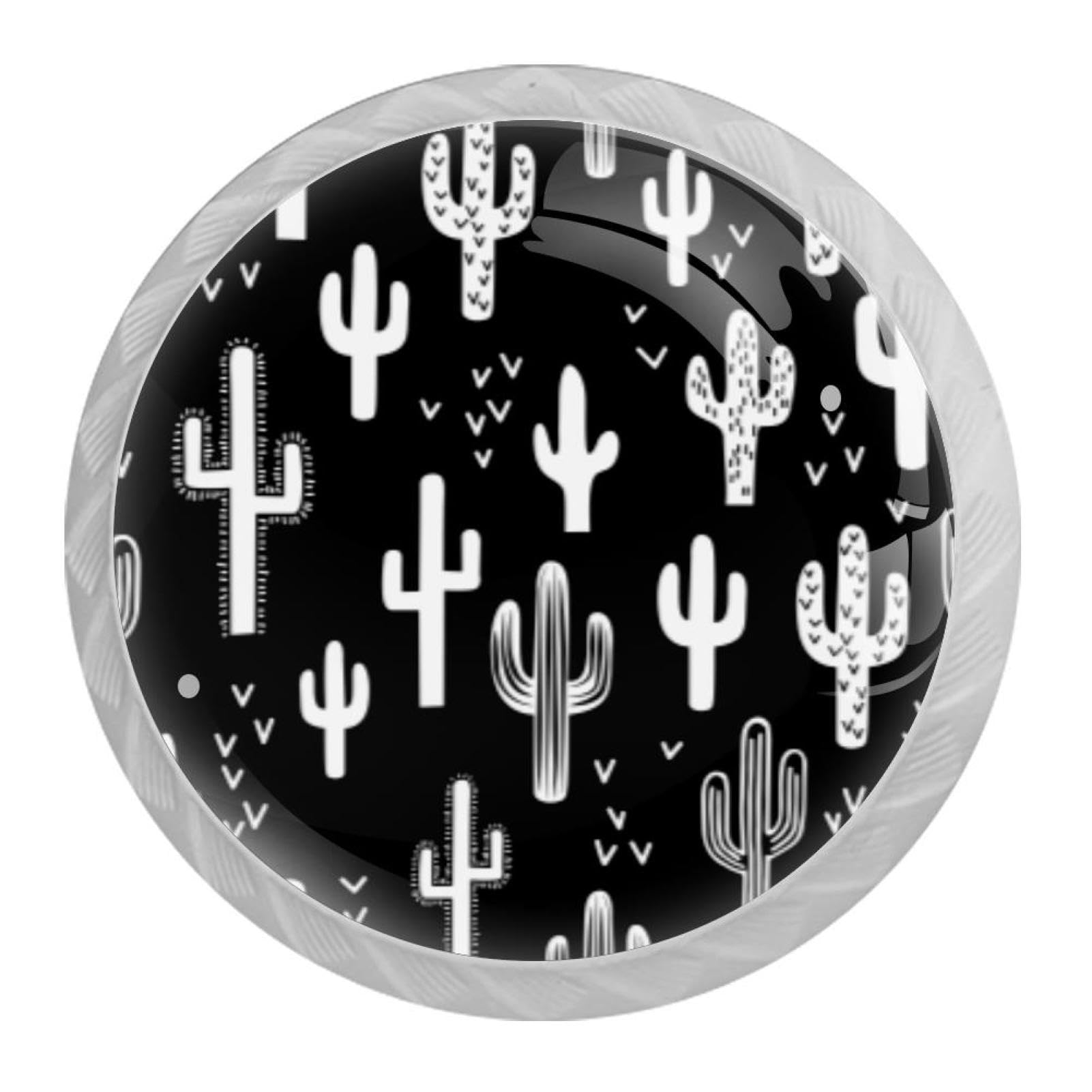 Tqmspg Multi13 4 Pieces Drawer Pulls Cactus Pattern Door Knobs Dresser Handles For Kitchen Wardrobe Cupboard Hardware Furniture
