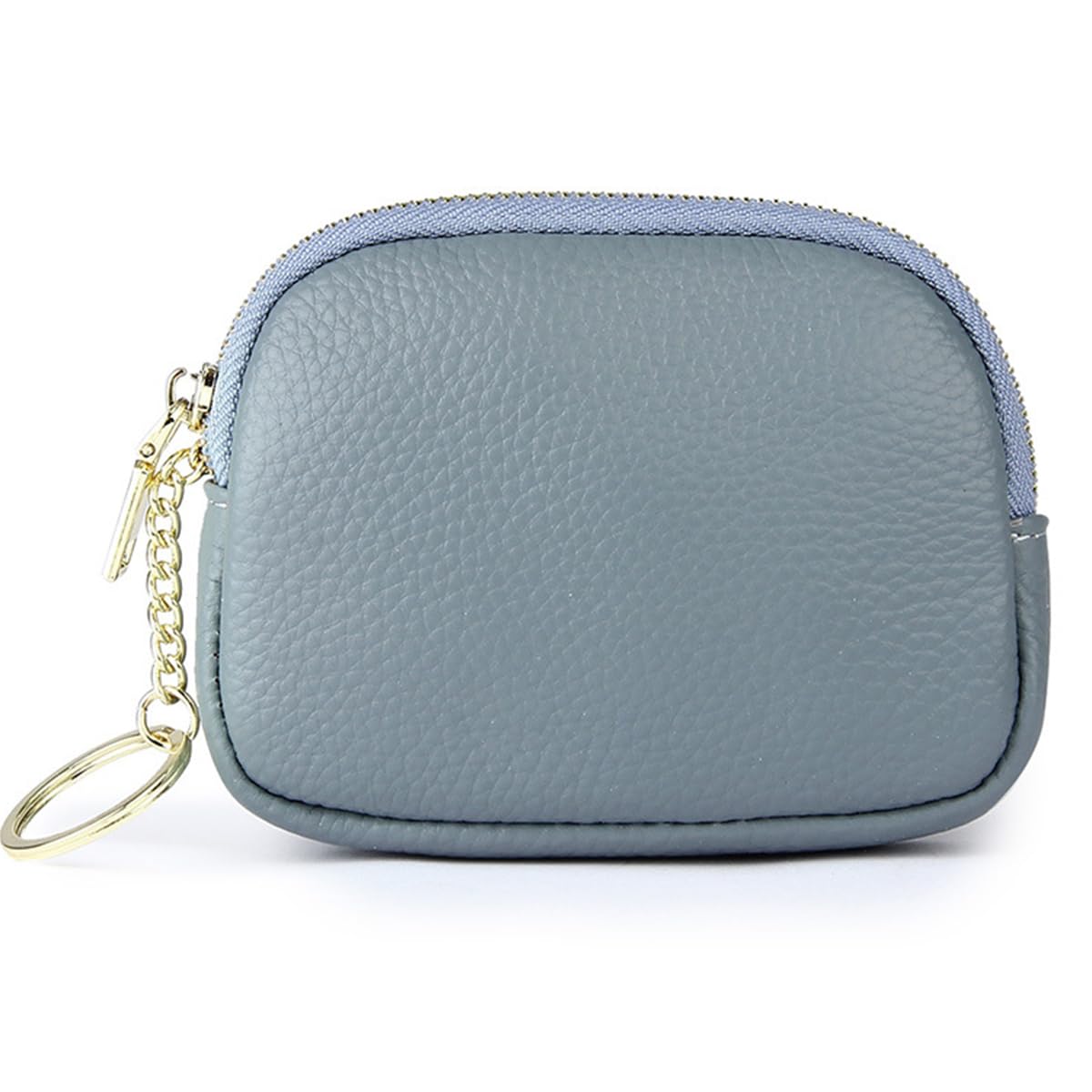 Dabixx - Borsello portamonete e portachiavi con zip, in vera pelle