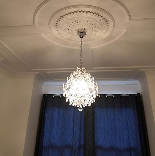 Miniatura 5 de Lámpara de araña moderna de cristal, 3 lámparas de cristal con forma de gota de lluvia, luces colgantes cromadas para comedor, dormitorio, sala de