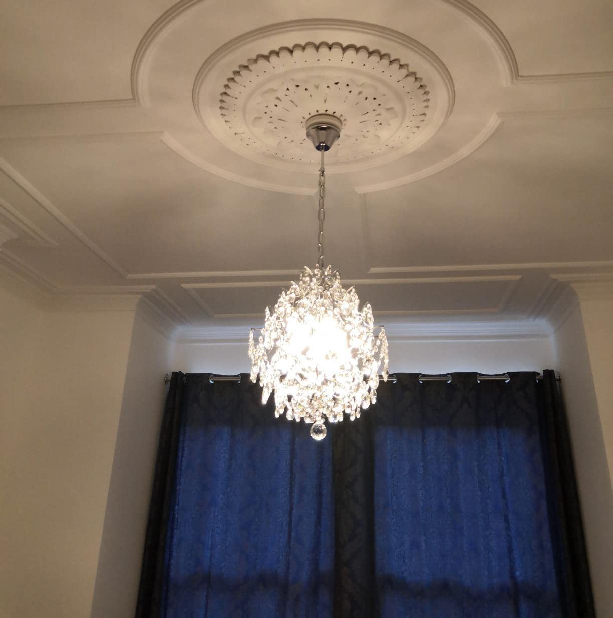 Moderne Kristallleuchter Leuchte, 3 Licht Kristall Regentropfen Lampenschirme Deckenleuchte, Chrom Hängelampen für Esszimmer Schlafzimmer Wohnzimmer Eingang