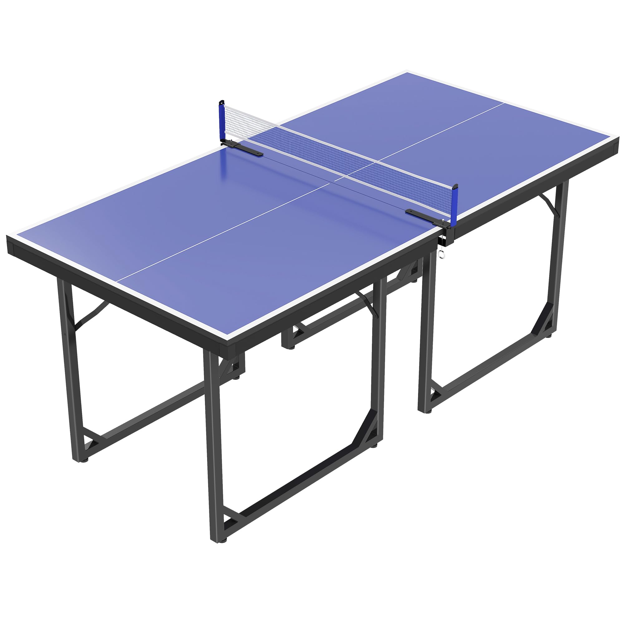 HOMCOM Mesa de Ping-Pong Plegable, 182x91cm, Fácil de Transportar, Resistente a la Intemperie, Estable, Mesa de Tenis con Red y Marco de Acero, para Interior y Exterior