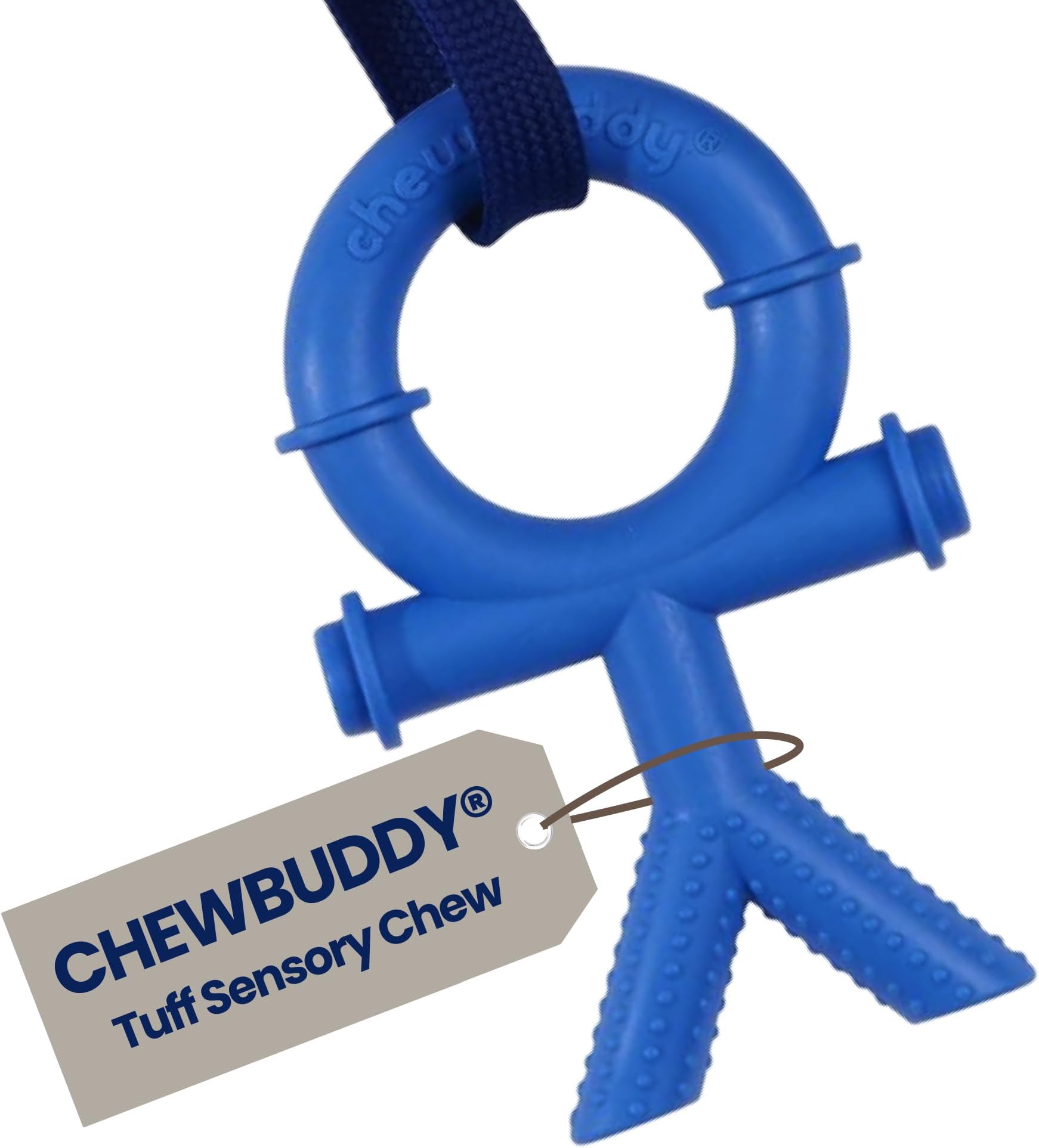 Sensory Direct Chewbuddy Stickman & Lanyard - Pack of 1, Sensory Chew or Teething Aid | for Kids, Adults, Autism, ADHD, ASD, SPD, Oral Motor or Anxiety Needs | Blue