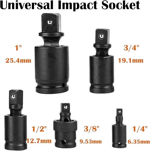 Miniatura 6 de Juego de juntas universales de impacto completo negro para juegos de extensiones de codo tambaleante