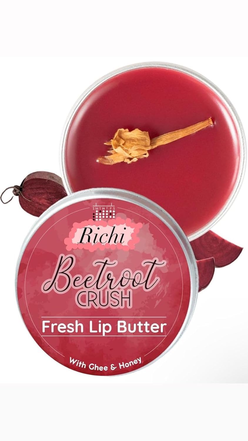 Fresh Beetroot Crush Lip Butter with Desi Ghee & Raw Honey | Natural Pink Lips, Deep Nourishment for Dark & Chapped Lips | Pack of 2 (10g Each)-picture-15