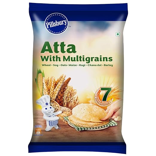 Pillsbury Multigrain Wheat Atta | 100% Wholegrain Atta | Upto 6 hours of Softness| 7 Natural Grains | 5Kg