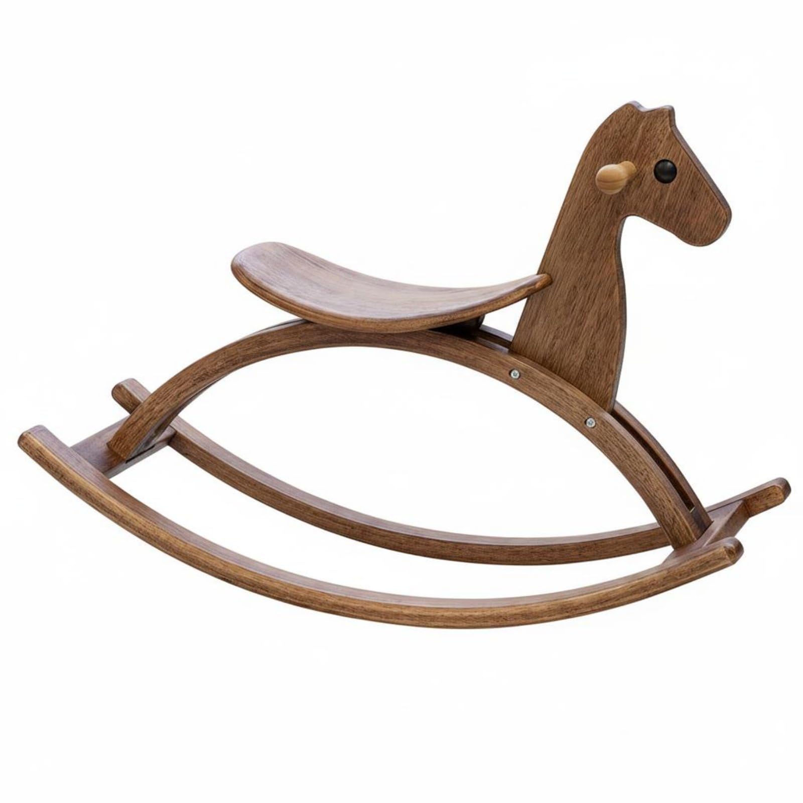 Sedia a Dondolo per Bambini Giocattolo a Dondolo Cavalluccio in Legno Seggiolina Dondolante Poltroncina Dondolante con Design Curvo Minimal E Venature, color to 1